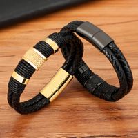 TYO Braided Rope Wrap Leather Bracelets For Men Bangles Fashion Male Women Charm Stainless Steel Clasp Jewelry DIY Customization