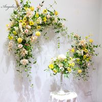 Decorative Flowers & Wreaths Artificial Flower Row Arrangement Corner Floral Wedding Arch Decor Wall Hang Party Stage Backdrop Layout Window