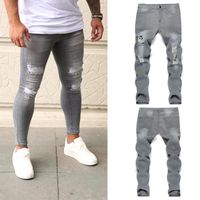 Men' s Jeans 2021 Fashion Casual Quilted Embroidered Ski...