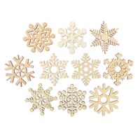 Świąteczne dekoracje 10 sztuk Assorted Drewniane śnieżyczki wycinanki rzemieślnicze zdobienie prezent tag drewno ornament do weding diy