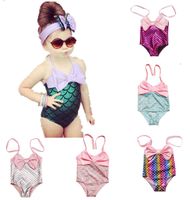 7 estilos Hot Kids One-peças Swimwear Meninas Lantejoula Bodysuit Sereia Borboleta Buttusuits Kid Bikini Ruffle Beach Sport Sport Ternos Crianças roupas
