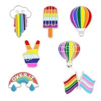 Pins, Brooches Super Product Rainbow Vomiting Cloud Air Balloon Small Hand Flag Enamel Brooch Lapel Clothes Bag Denim Jacket Badge Gift