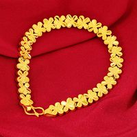 Catene di trifoglio a quattro foglie da donna 24k piastra oro collegamento catena braccialetti JSGB195 moda regalo di nozze donne Braccialetto placcato oro giallo