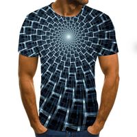 2021 여름 새로운 짧은 소매 남자의 특대 패션 기하학적 3D 티셔츠