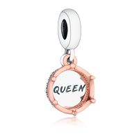 925 Sterling Silver Fit Pandora Charms Pulsera Collar Colgante Queen Regal Crown Colorgle Mujer DIY Joyería Berloque