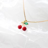 Modian Trendy 925 Sterling Silver Fruit Red Crystal Cherry Pendant for Women Link Chain Necklace Original Fine Jewelry