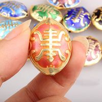 5 unids artesanía pulido Cloisonne esmalte colorido ovalado con cuentas de bricolaje de bricolaje que hace encanto pendientes pendientes accesorios de cobre