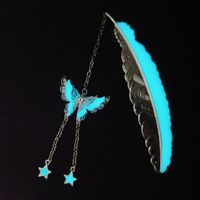 Luminous Feather Bookmark Creative Butterfly Meteor Shower Bookmarks Metal Star Strange Craft Gift