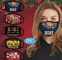 New Year&#039;s Day 2021 Christmas Washable Soft Print Mask Christmas Decoration Cartoon Mask For Children And Adults Cotton Reusable Mask