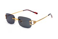 Klasik Buffalo Horn Güneş Gözlüğü Marka Tasarım UV400 Gözlük Metal Altın Çerçeve Güneş Gözlükleri Erkek Kadınlar Dikdörtgen Şekli Erkekler Kadın Gözlük Çerçevesiz Çerçeveler