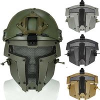 Cosco táctico militar de cara completa unisex nylon plástico acero malla al aire libre protección de choque de shock battle caza Q0630