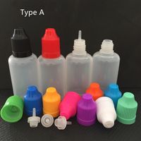 DHL 30ML LDPE 2 tipos de agulha de plástico Garrafa de gotas Vape Ecig Oil E-suco E-líquido armazenamento frascos frascos com tampas de crianças coloridas