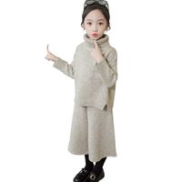 Adolescente crianças camisola de roupas + calças traje para meninas grosso garota quente de malha conjunto outono inverno crianças roupas 210528