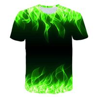 T-shirts Haute Qualité Fashion Sales Boys Summer T-shirt avec col rond à manches courtes bleue vert rouge violet flamme 3D haut