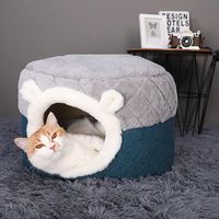 Cat Beds & Furniture With Cushion Winter Small Dog Puppy Kennel Cave Mat Pet House Supplies Bed Kitten