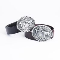 Bälten European American Men's Belt Western Cowboy Personlighet Retro Häst Cross Big Buckle Luxury Leather Pin Mens