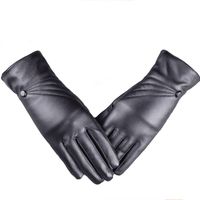 Five Fingers Gloves Winter Women PU Leather Plus Plush Thick...
