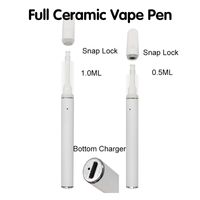 Полные керамические одноразовые электронные сигареты Vape Pen 290MAH перезаряжаемый аккумулятор пользовательских логотип OEM упаковочная коробка Publux Pyrex Pyrex Pains Pavorizer ручки