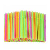 Fluorescent Plastic Bendable Drinking Straws Disposable Beve...