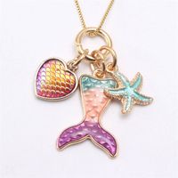 2 Colors kids Jewelry Necklace Mermaid Starfish Pendant neck...