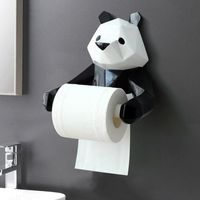 티슈 박스 냅킨 만화 팬더 수지 홀더 노르딕 욕실 펀치없는 벽 마운트 롤 종이 저장 상자 동물 장식 장식품