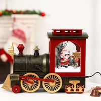 Juldekorationer Snow Globe Lantern, Santa Claus Retro LED upplyst glittrande tåg dekoration för festival present hem prydnad