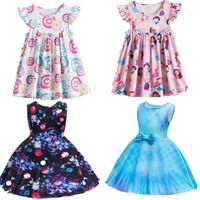 Girl's Dresses Summer Cool Beach Sleeveless Dress For Girls Rainbow Bow Colorful Kids Clothes Girl Children Birthday Party Princess Costume