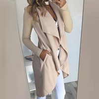 Women's Vests 2021 Autumn Women Fashion Solid Color Long Sleeve Coat Casual Slim Fit Irregular Turndown Collar Sweater Knitted Cardigans