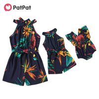 PatPat Arrival Spring and Autumn Floral Print Sleeveless Rompers for Mommy-girl-baby Family Matching Clothing 220119