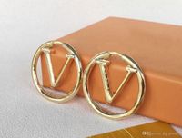 Hot designer earrings Fashion gold hoop earrings for lady Women Party earring New Wedding Lovers gift engagement Jewelry Bride womens V