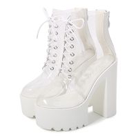 Compre al por mayor Botines De Tacón Grueso Blanco Plataforma de bajo  precio \u0026 de calidad con envío gratuito | Es.DHgate