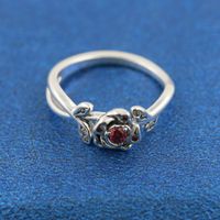 100% 925 Sterling Silver Rose Flower Ring med CZ Stone Fit Pandora Smycken Engagement Wedding Lovers Fashion Ring