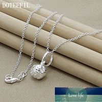 DOTEFFIL 925 Sterling Silver 18 Inch Chain Ball Pendant Necklace For Women Wedding Engagement Fashion Charm Jewelry Factory price expert design Quality Latest