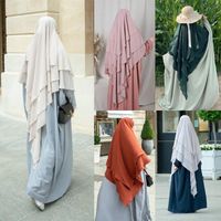 Ethnische Kleidung Ramadan Eid Gebet Kleidungsstück 3 Schichten Lange Khimar Islam Frauen Hijab Sleeveless Tops Abaya Jilbab Muslim Arabisch ABAYAS NIQAB BU