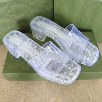 Gelée femmes de luxe femmes pantoufles transparentes sandales cristal sandales plates plats talons hauts glissants SUPPER SUMPLOPE PLAGE FONCTION PLABLES ALPHABET SHOPS TOPS 267