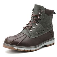 Erkekler çizmeler klasik ördek ile su geçirmez kauçuk taban yağmur lace up ayak bileği ayakkabı kürk kış deri boyutu 38-47 211216