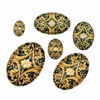 royal yellow pattern oval flower domed glass cabochons acces...