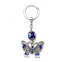 2021 Porte-clés Evil Eye pour Femmes Filles Dames Bleu Cristal Bleu Crystal Butterfly Clé Chaînes Bague Bague Sac Brochet Pendante