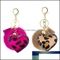 Key Rings Jewelry Korean Veet Rhinestone Leopard Pattern Love Hair Ball Ring Pendant Bell Accessories Bag Ornament Drop Delivery 2021 Bgvry