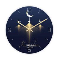 Настенные часы мусульманский стиль немой движения настенные часы 3D акриловые роскоши светлые часы для гостиной дома украшения дома EID