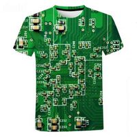 Мужские футболки 2022 Trend летняя футболка механическая материнская плата 3D цифровой мужской новый короткий рукав