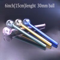 Hochwertige Glasölbrenner Rohre 6 Zoll 15 cm Länge 30mm Durchmesser Ball Balancer Multi-Farben Bubbler Rauchen Water Pipe Günstigste