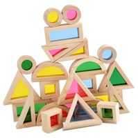 Montessori Holz Regenbogen Bausteine ​​Spielzeug für Kinder 6 Form 4 Transluzente Farben Brinquedo Oyuncak