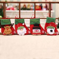 Christmas Decorations 4pcs set Wholesale Chrismas Tree Mini Sock Stocking Santa Claus Candy Gift Bag For Kids Hanging Decor1