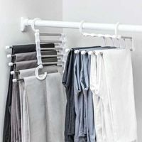 Gancho de cabides organizador closet para roupas multi-funcional 5 em 1 calças de armazenamento de armazenamento calças ajustáveis ​​guarda-roupa