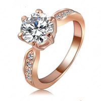 S925 Sterling Silver Zircon Six garra propone que el matrimonio se abre el anillo de diamantes de Moissan Ajustable para mujer