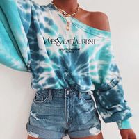 Augen Spaß Brief Druck Design CrewNeck Sweatshirt Frauen Mädchen Übergroßen Lose Beiläufige Streetwear