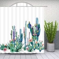 Accueil PLANTES CACTUS Rideau de douche ensemble salle de bain DECOR Accessoires rideaux tissu 