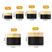 Black Frosted Glass Jars Cosmetic Jar With Woodgrain Plastic lids PP liner 5g 10g 15g 20g 30 50g lip balm cream containers Wax Dab Thick Oill a36