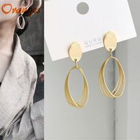 Stud Exquisite Vintage Korean Big Earrings For Women Female Fashion Golden Drop Dangle Earring Geometric Oval Ear Ring Jewelry